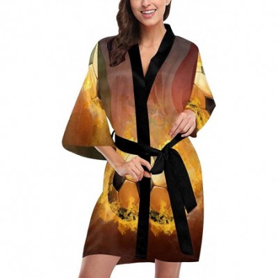 Robes Custom Seamless Pattern with Sports Women Kimono Robes Beach Cover Up for Parties Wedding (XS-2XL) - Multi 3 - CQ194X33OCU