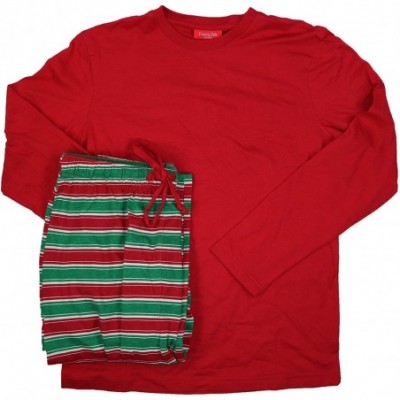 Sleep Sets Men's Holiday Stripe Knit Pajama Set - Red/Green - CG17YGI03DT