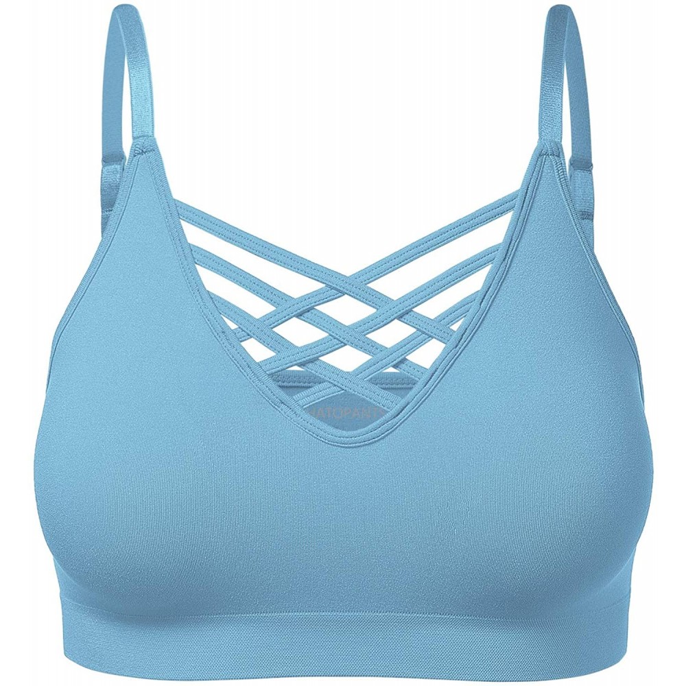 Bras Women's Workout Seamless Strappy Bralette Exercise Adjustable Straps Tops - 102-blue Grey - C218RIH962G