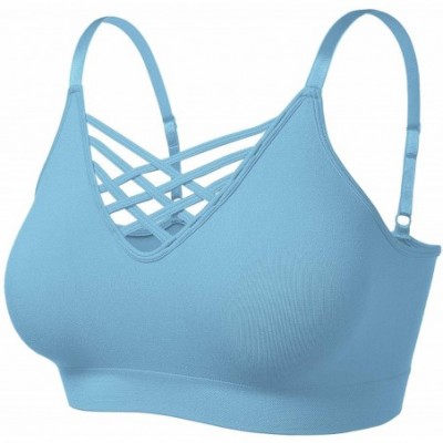 Bras Women's Workout Seamless Strappy Bralette Exercise Adjustable Straps Tops - 102-blue Grey - C218RIH962G