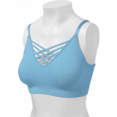 Bras Women's Workout Seamless Strappy Bralette Exercise Adjustable Straps Tops - 102-blue Grey - C218RIH962G