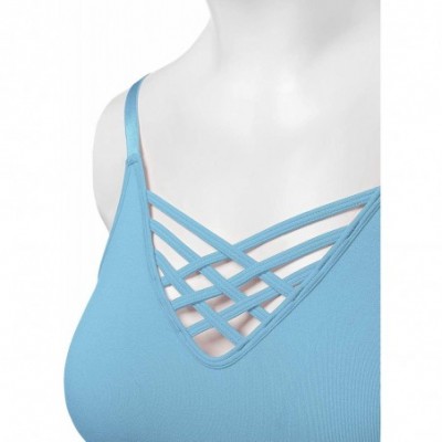 Bras Women's Workout Seamless Strappy Bralette Exercise Adjustable Straps Tops - 102-blue Grey - C218RIH962G