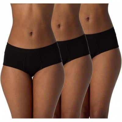 Panties Women's Modal Cheeky Brief Soft Boyshort Panties Underwear Pack of 3 - Black - CJ18WCAHKNW