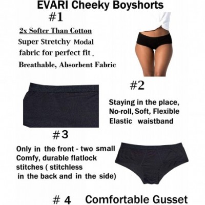 Panties Women's Modal Cheeky Brief Soft Boyshort Panties Underwear Pack of 3 - Black - CJ18WCAHKNW