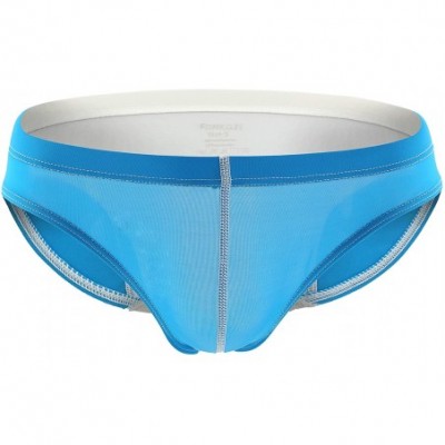 Briefs Men's Colorblock Underwear Bulge Pouch Breathable Bikini Briefs - Blue - CN18AZXDGOZ