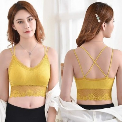 Bras Bras for Women Sexy-2020 Sale Cute Solid Soft Vest Bras Lace Camisole Breathable Push Up Seamless Underwear - C41943MLGQL