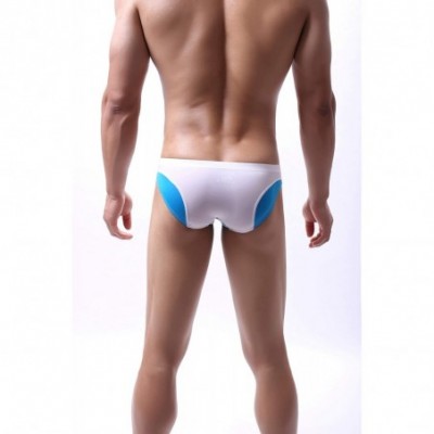 Briefs Men's Colorblock Underwear Bulge Pouch Breathable Bikini Briefs - Blue - CN18AZXDGOZ