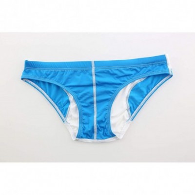 Briefs Men's Colorblock Underwear Bulge Pouch Breathable Bikini Briefs - Blue - CN18AZXDGOZ