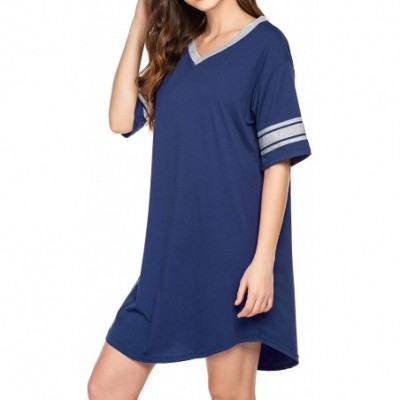 Nightgowns & Sleepshirts Womens Nightgown Cotton Novelty Sleepshirts V Neck Short Sleeve Sleep Shirt Loose Comfy Pajama Sleep...