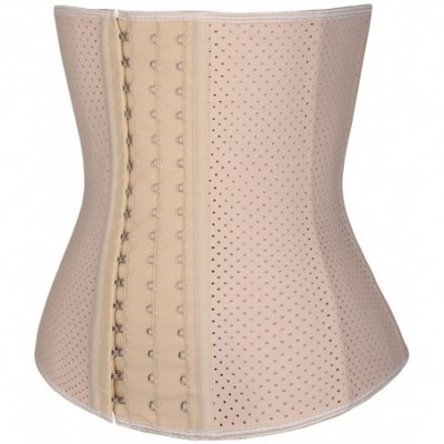 Bustiers & Corsets Women's Underbust Latex Sport Girdle Waist Trainer Corset Hourglass Body Shaper - Beige - CS18I08G87W