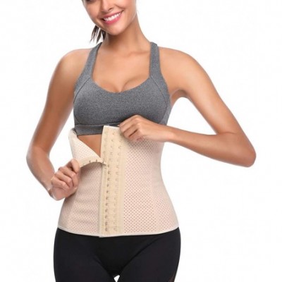 Bustiers & Corsets Women's Underbust Latex Sport Girdle Waist Trainer Corset Hourglass Body Shaper - Beige - CS18I08G87W