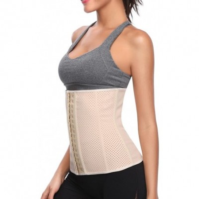 Bustiers & Corsets Women's Underbust Latex Sport Girdle Waist Trainer Corset Hourglass Body Shaper - Beige - CS18I08G87W