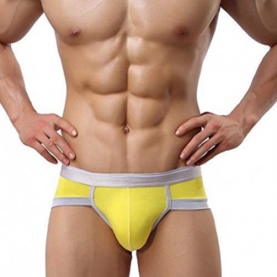 Briefs Men's Classic Comfortable Cotton Stretch Underwear Trunks 4 Pack - Yellow Black Red White - C818HSN5AW3