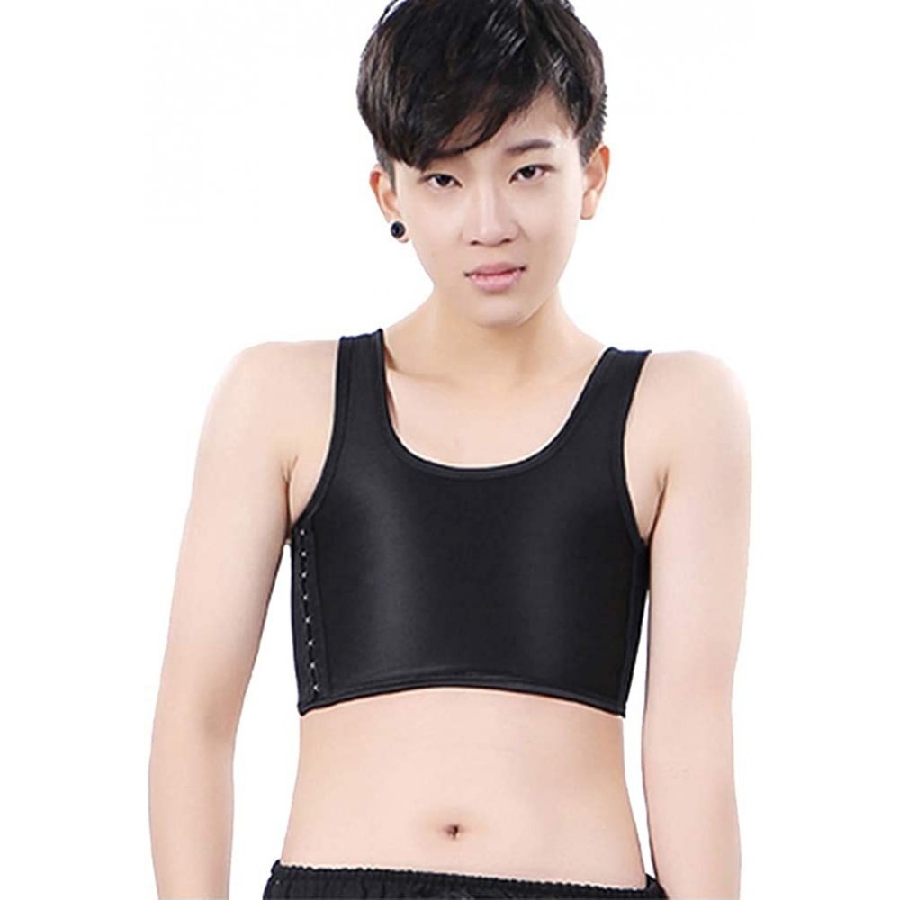 Bustiers & Corsets Women's Chest Binder Breathable Tomboy Bandage Underwear Tank Tops Trans Bustier Corset - Black - C318LR7DGQW