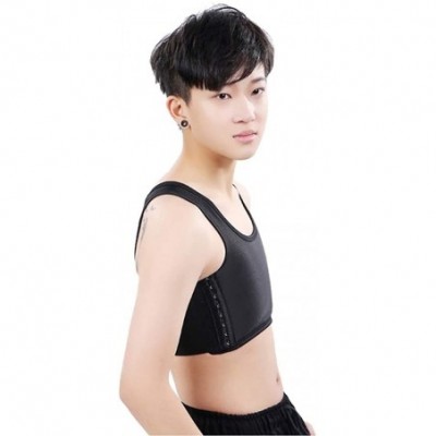 Bustiers & Corsets Women's Chest Binder Breathable Tomboy Bandage Underwear Tank Tops Trans Bustier Corset - Black - C318LR7DGQW