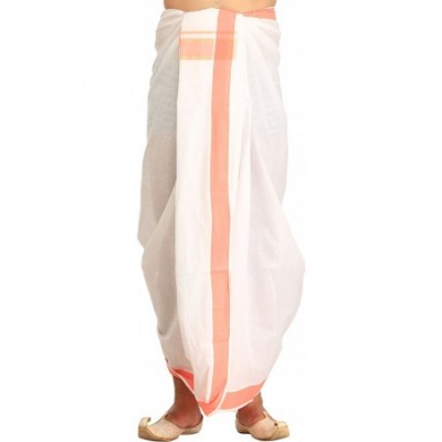 Sleep Sets White Dhoti and Angavastram Set with Woven Border - Malaga - CW12N31UHOZ