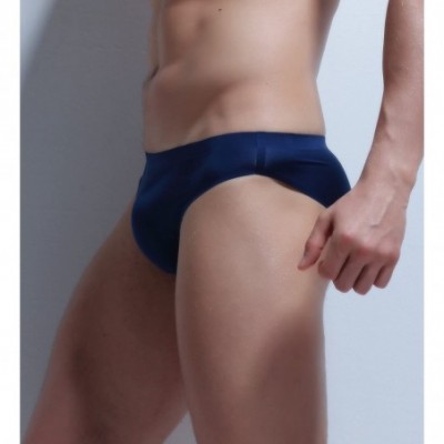 Briefs Men's Traceless Briefs Underwear - Navy Blue - CS18538G4D4