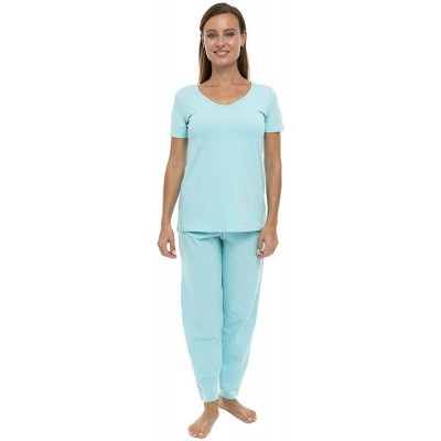 Sets Women's Pajama Set PJ Cotton Lounge Sleep Wear - Aqua - C618XUWKIA4