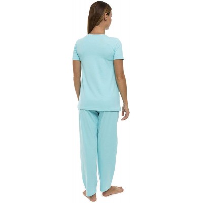 Sets Women's Pajama Set PJ Cotton Lounge Sleep Wear - Aqua - C618XUWKIA4