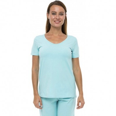 Sets Women's Pajama Set PJ Cotton Lounge Sleep Wear - Aqua - C618XUWKIA4