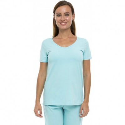 Sets Women's Pajama Set PJ Cotton Lounge Sleep Wear - Aqua - C618XUWKIA4