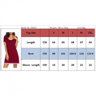 Nightgowns & Sleepshirts Women Crewneck Contrast Short Sleeves Daily Comfort Sleep Dress - As2 - CS1900HD27N