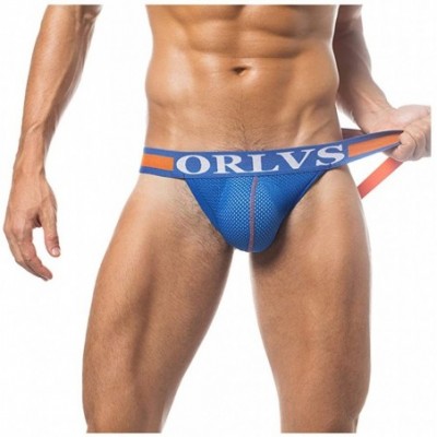 G-Strings & Thongs Men Double Thong Panties Brief Thong Male Breathable G-String Bikini Briefs Underwear - Blue - C019DSTGXM7