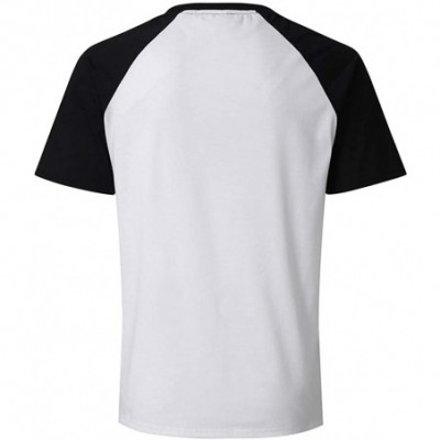 Thermal Underwear Mens Casual Short Sleeve T-Shirts- Crewneck Raglan Tees Summer Funny Printed Tops - A-white - CG19CH79QIK