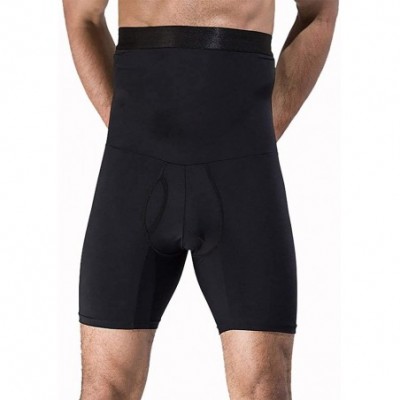 Shapewear Men's Anti-Curling Tummy Abdomen Control Shorts High Waist Slimming Underwear Body Shaper SWM01 - Black - CA18WC4QTIY