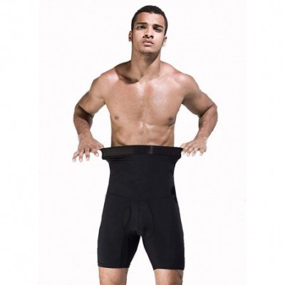 Shapewear Men's Anti-Curling Tummy Abdomen Control Shorts High Waist Slimming Underwear Body Shaper SWM01 - Black - CA18WC4QTIY