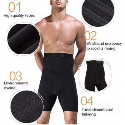 Shapewear Men's Anti-Curling Tummy Abdomen Control Shorts High Waist Slimming Underwear Body Shaper SWM01 - Black - CA18WC4QTIY