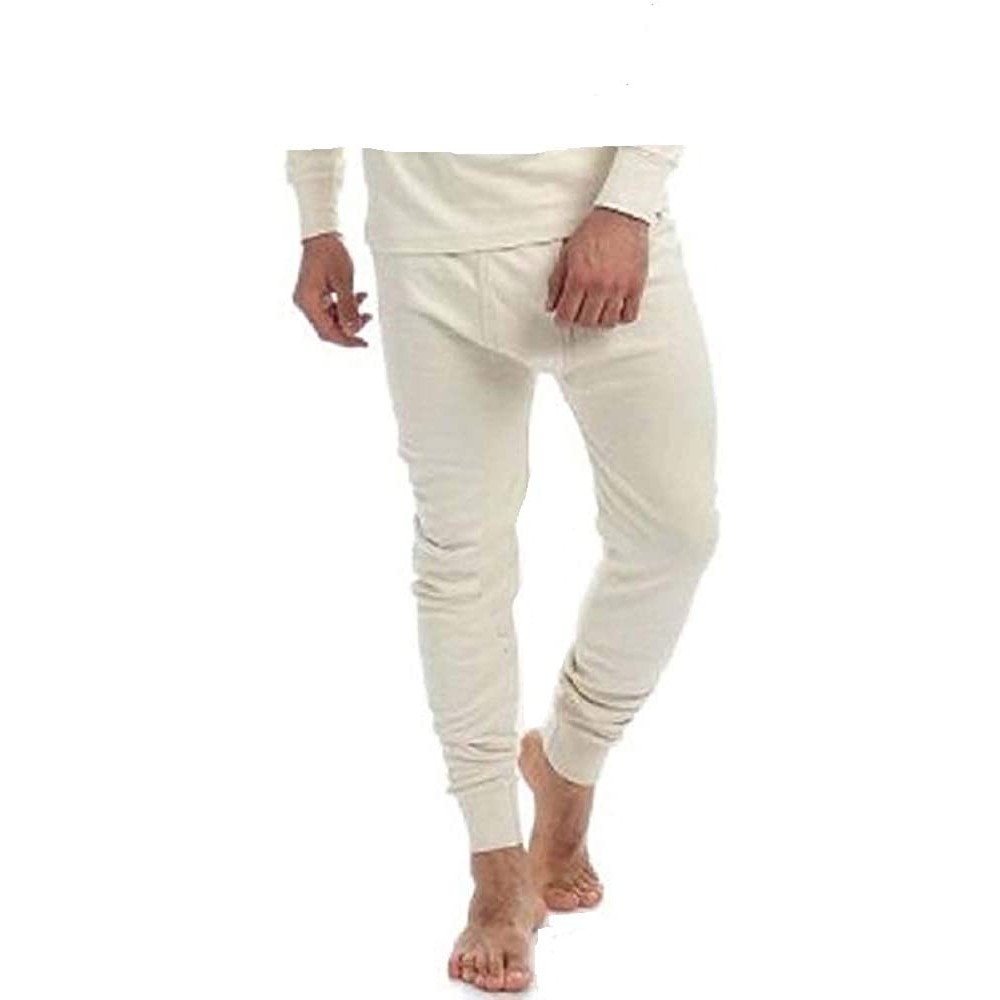 Thermal Underwear Men's Thermal 100% Cotton Long Johns 240 GSM Ultra Soft Underwear - Cream - CO188ON2WUO