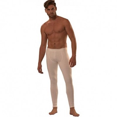 Thermal Underwear Men's Thermal 100% Cotton Long Johns 240 GSM Ultra Soft Underwear - Cream - CO188ON2WUO