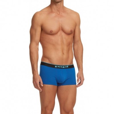 Trunks Men's Stylish Brazilian Solid and Print Trunks (3-Pack of Men's Underwear) - Black/Cobalt/Blue - C711W1OMA6L