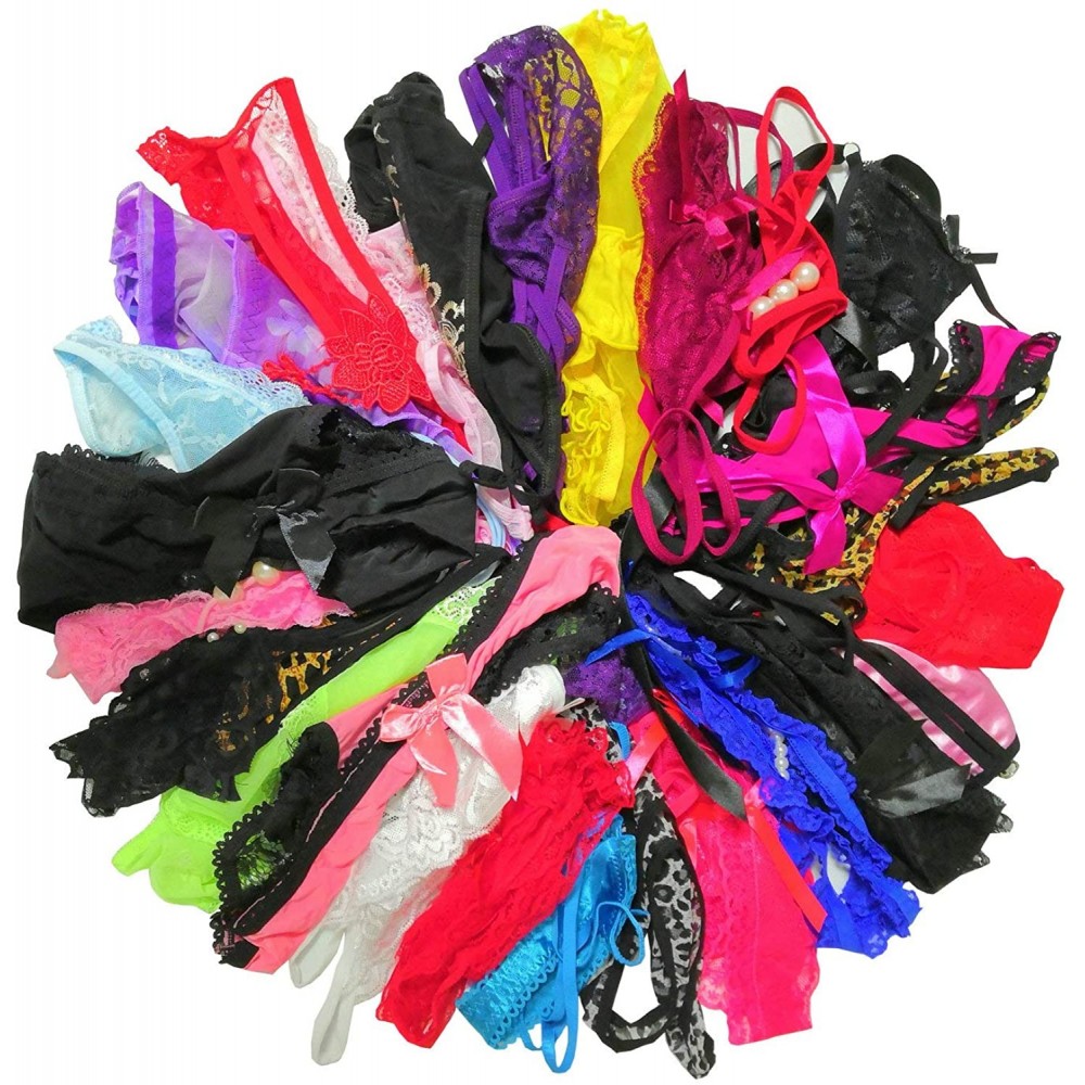 Panties Women's Sexy Naughty Panties Cheeky Thong Variety Pack - Pack of 10 Random Naughty Panties - C71952E37EH