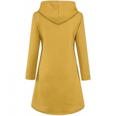 Bustiers & Corsets Womens Sweatshirt Casual Long Pure Color Long Sleeve Pocket Hooded Pullover Tops Coat - Yellow - CI193K3AXKX