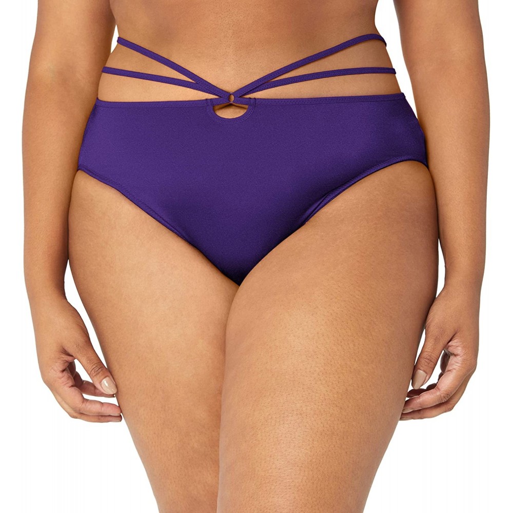 Panties Women's Plus Size Bijou Flirt Strappy Brief - Purple - CT182Q33AER