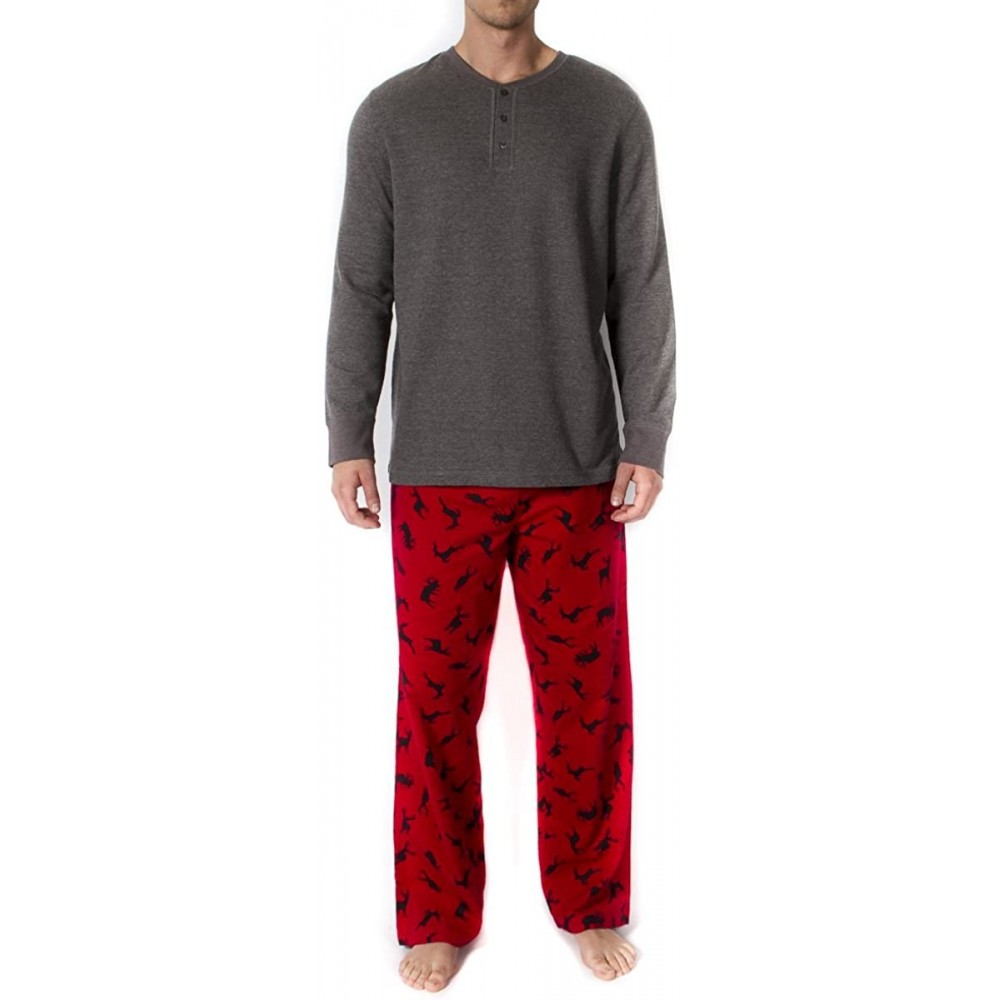 Sleep Sets Mens 2pc Long Sleeve Pajama Set - Grey - C5187N9IXWU