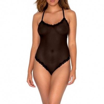 Shapewear Women's Sheer Lace & Mesh Bodysuit - Black Mesh - CG18Y6Z66WH