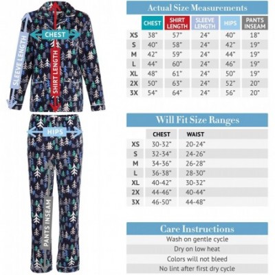 Sets Women's Warm Fleece Pajamas- Long Button Down Pj Set - Red Winter Moose - C318TRI3NIZ