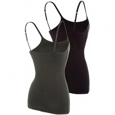 Camisoles & Tanks Women's Basic Cotton Camisole Shelf Bra Layering Cami Tank Tops - Black and Grey - CK18H25LM4D