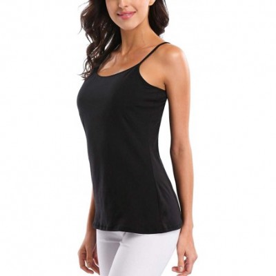 Camisoles & Tanks Women's Basic Cotton Camisole Shelf Bra Layering Cami Tank Tops - Black and Grey - CK18H25LM4D