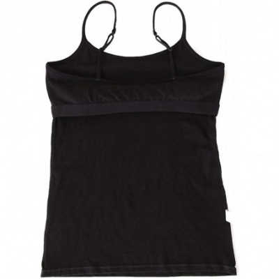 Camisoles & Tanks Women's Basic Cotton Camisole Shelf Bra Layering Cami Tank Tops - Black and Grey - CK18H25LM4D