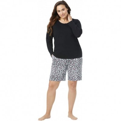 Bottoms Women's Plus Size Print Pajama Shorts Pajamas - Heather Grey Animal (0929) - CF19CAR6OXU