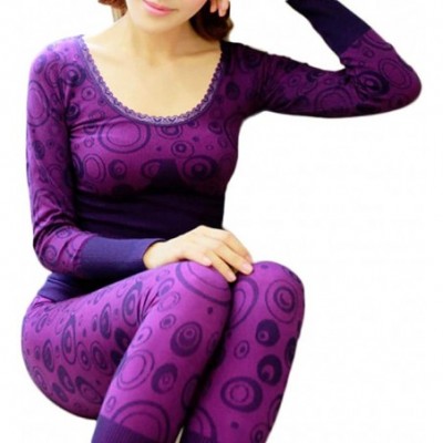 Thermal Underwear Home Sleepwear Girdle Body-Fitting Seamless Bodywear Thermal Underwear Women's Suit - Purple - CS1935YZQGS