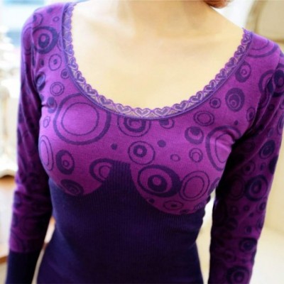 Thermal Underwear Home Sleepwear Girdle Body-Fitting Seamless Bodywear Thermal Underwear Women's Suit - Purple - CS1935YZQGS