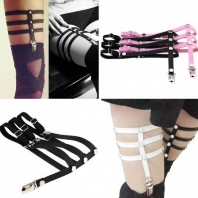 Garters & Garter Belts Punk Strap Garters Elastic Leg Triple Ring Adjustable Suspenders Garter Belt - White - CV186DKUQS5