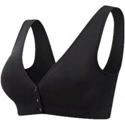 Bras Everyday Cozy Bras - Women's Complete Comfort Wirefree Front Clasp Close Leisure Padded Bra - Black - CB18ZQ7XL6H