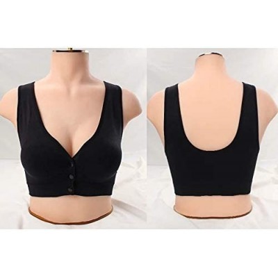 Bras Everyday Cozy Bras - Women's Complete Comfort Wirefree Front Clasp Close Leisure Padded Bra - Black - CB18ZQ7XL6H