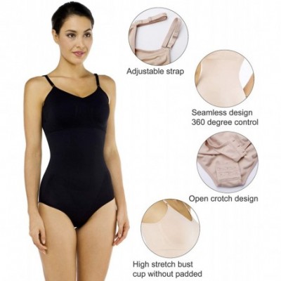 Shapewear Women's Tummy Control Full Body Shapewear Seamless Bodysuit Waist Slimming Body Shaper Briefer - Black - CC18TS70OH0